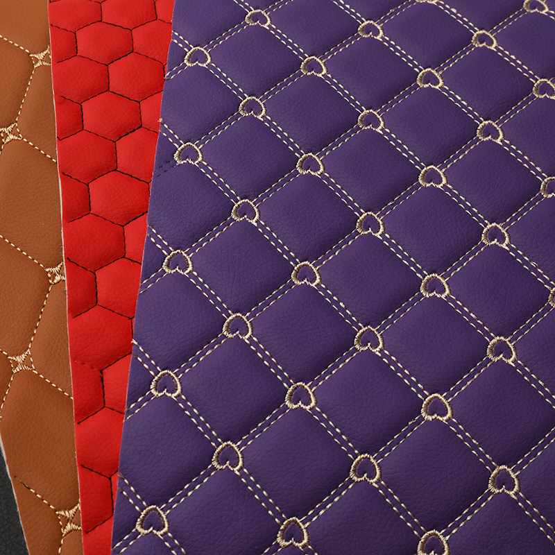 Embroidery PVC Laser Leather With Sponge for Car Seat Cover 